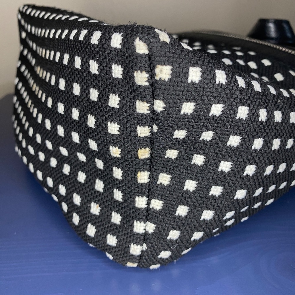 KARA Small Backpack in Black Grid Woven Pebble Leather - Picture 15 of 16